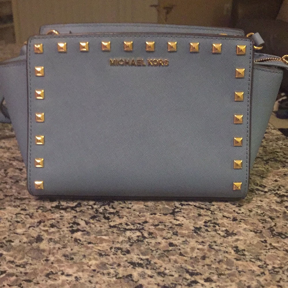 Blue MK Stud Satchel